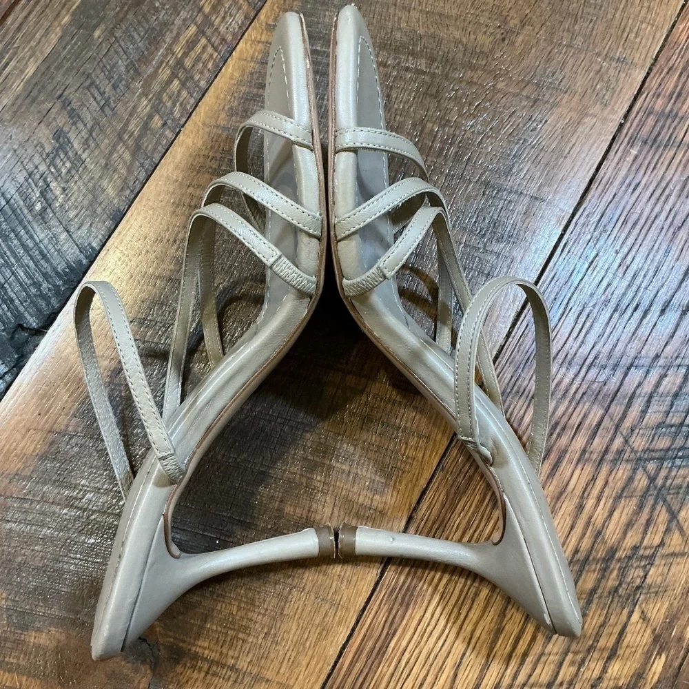 Massimo Dutti Beige Leather Strappy Heeled Sandals Women’s 39 (US 8.5)